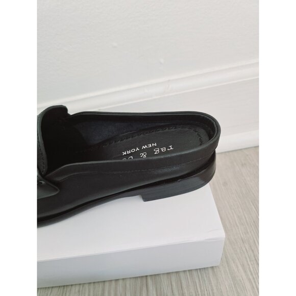 Rag & Bone Carter Leather Mule 8.5 Slip On Black Loafer Shoes Penny Flats 38.5 - Picture 4 of 11